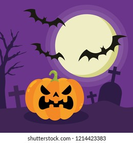 Halloween Night Concept Vector.