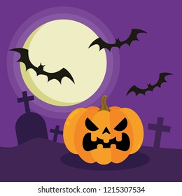 Halloween Night Concept Vector.