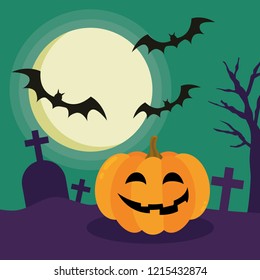 Halloween Night Concept Vector.