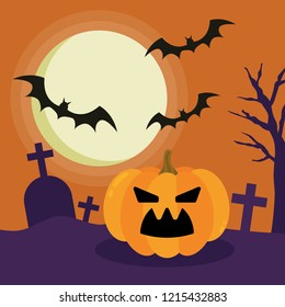 Halloween Night Concept Vector.