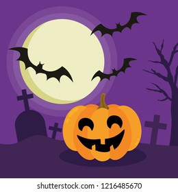 Halloween Night Concept Vector.