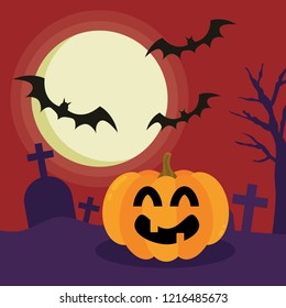 Halloween Night Concept Vector.