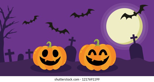 Halloween Night Concept Vector.
