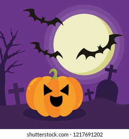 Halloween Night Concept Vector.