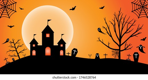 Halloween Night Concept Vector Banner