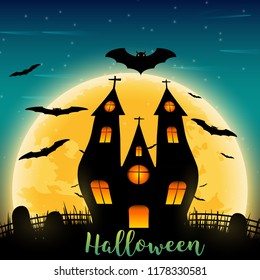 Halloween Night Concept Vector, illustration.