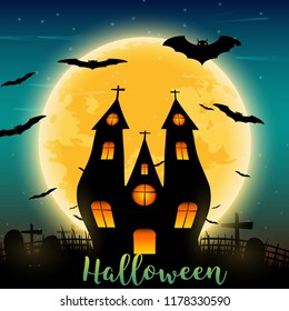 Halloween Night Concept Vector, illustration.