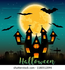 Halloween Night Concept Vector, illustration.