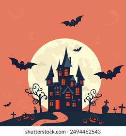 halloween night concept.flat vector illustration