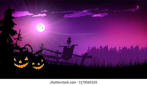 Halloween night in the dark forest