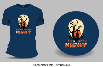 Halloween Night Dracula Face With Vampire Design For T Shirt