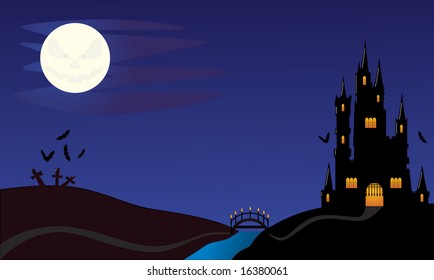 Halloween Night. Easy to edit Vector Image.