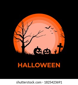 Halloween night flat illustration vector