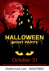 Halloween night flyer, booklet,  poster, invitation card vector design template
