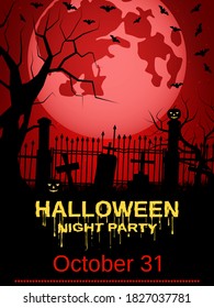 Halloween night flyer, booklet,  poster, invitation card vector design template