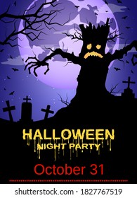 Halloween night flyer, booklet,  poster, invitation card vector design template