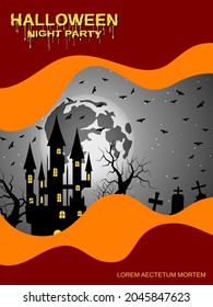 Halloween night flyer, booklet,  poster, invitation card vector design template