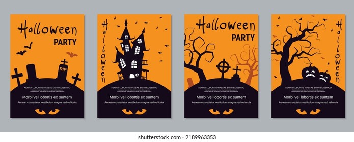 Halloween Night Flyer, Booklet, Poster, Coupon, Invitation Card Vector Design Templates Collection