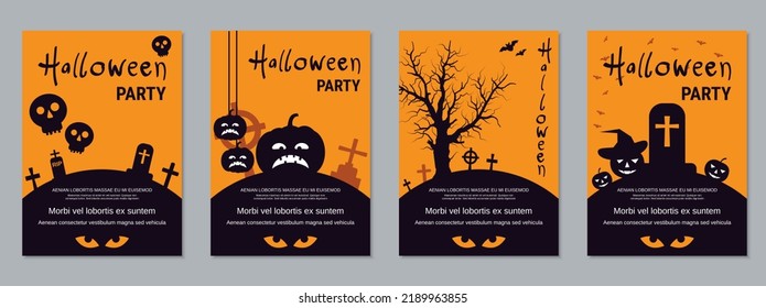 Halloween night flyer, booklet, poster, coupon, invitation card vector design templates collection