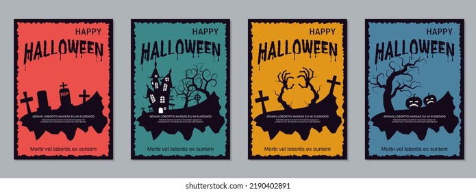 Halloween Night Flyer, Booklet, Poster, Coupon, Invitation Card Vector Design Templates Collection