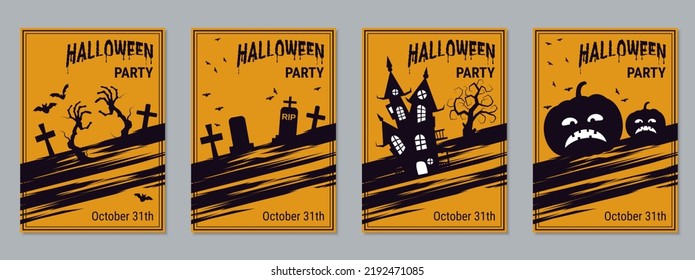 Halloween night flyer, booklet, poster, coupon, invitation card vector design templates collection