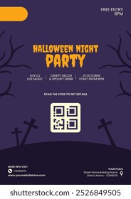 Halloween Night Flyer Flat Cartoon Hand Drawn Templates Background Illustration