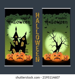 Halloween Night Flyer, Roll-up Banner, Booklet, Poster, Coupon, Invitation Card Vector Design Templates Collection