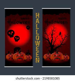 Halloween Night Flyer, Roll-up Banner, Booklet, Poster, Coupon, Invitation Card Vector Design Templates Collection