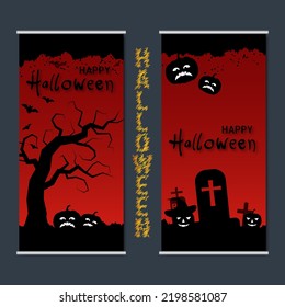 Halloween Night Flyer, Roll-up Banner, Booklet, Poster, Coupon, Invitation Card Vector Design Templates Collection