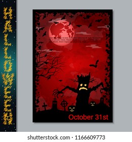 Halloween night flyer vector design template