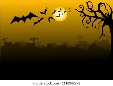 Halloween night and flying bat vector
