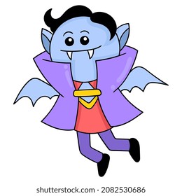 Halloween Nachtfliegender Vampir, Vektorgrafik. doodle Icon Bild kawaii.
