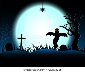 Halloween night with full moon background.