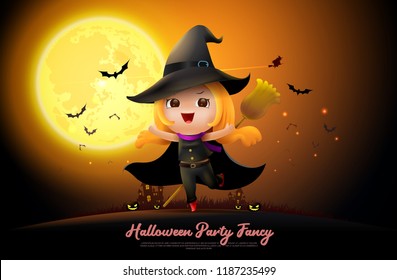 halloween night full moon party fancy vector illustration