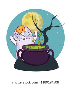 Halloween night with ghost