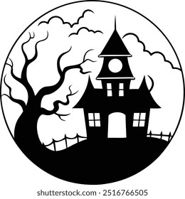 Halloween night with a glowing full moon