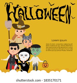 Halloween night and go Trick or Treat. Design template and web for banner, poster, greeting card