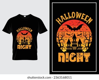 Halloween night graphic t shirt design illustration vector