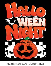 Halloween Night Happy Halloween shirt print template scary themed horror ghost pumpkin witch boo vector