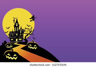 Halloween night haunted house background