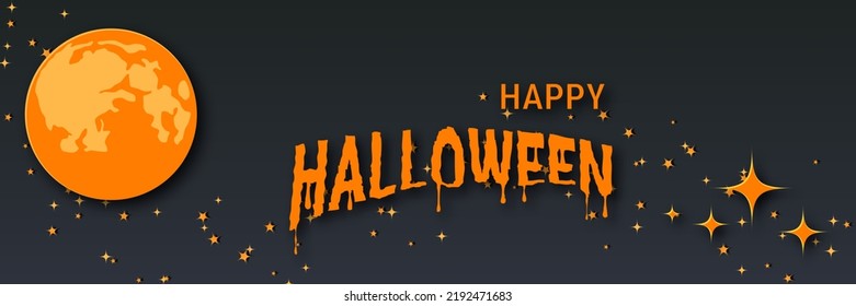 Halloween night horizontal banner vector design template