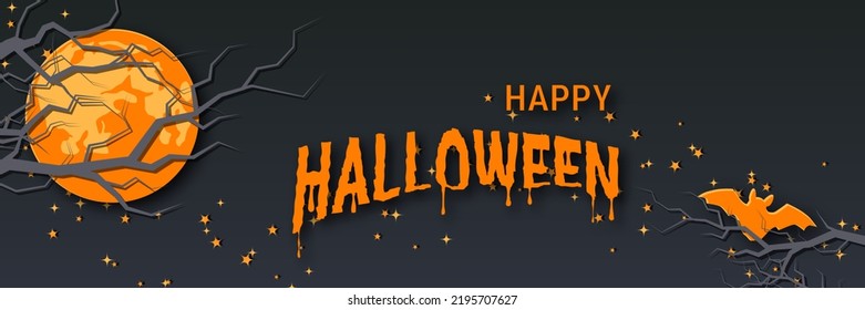 Plantilla de diseño vectorial de banner horizontal de la noche de Halloween