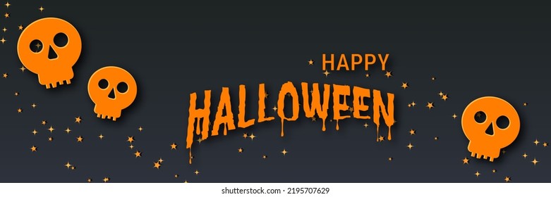 Halloween night horizontal banner vector design template