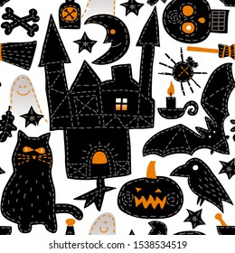 Halloween night horror , seamless pattern.