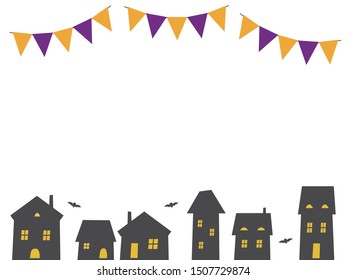 Halloween night house illustration. Please use it as a decoration.