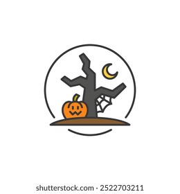 Halloween Night Icon. Spooky Night Vibe for Halloween Party Logo.