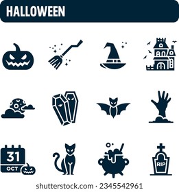 Halloween night icon. Vector set of All Hallows' Evening. Filled icon design. 31 October