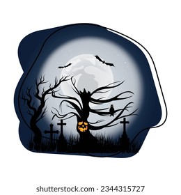 Halloween Night illustration vector icon which can easily modify or edit  