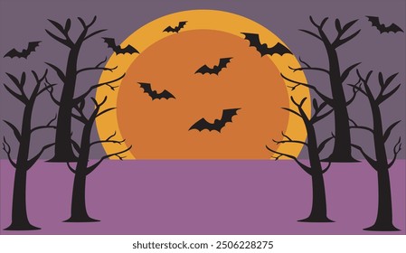 halloween night image. vector illustration.