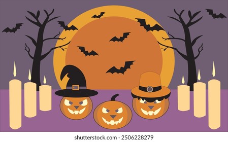 halloween night image. vector illustration.